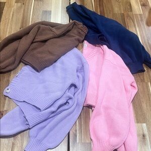 SHEIN tween girls Cardigan 4 pack - Pink, Brown, and Blue, and purple